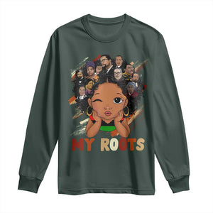 Black African Girl Long Sleeve Shirt Black History Month Juneteenth Gift Afro Empowerment TS10 Dark Forest Green Print Your Wear