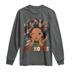 Black African Girl Long Sleeve Shirt Black History Month Juneteenth Gift Afro Empowerment TS10 Dark Heather Print Your Wear
