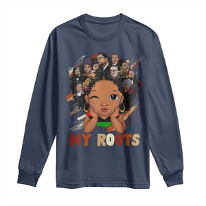 Black African Girl Long Sleeve Shirt Black History Month Juneteenth Gift Afro Empowerment TS10 Navy Print Your Wear