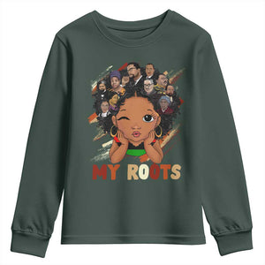 Black African Girl Youth Sweatshirt Black History Month Juneteenth Gift Afro Empowerment TS10 Dark Forest Green Print Your Wear