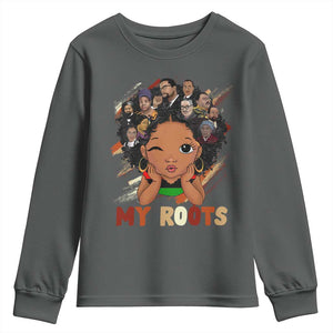 Black African Girl Youth Sweatshirt Black History Month Juneteenth Gift Afro Empowerment TS10 Dark Heather Print Your Wear