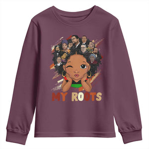 Black African Girl Youth Sweatshirt Black History Month Juneteenth Gift Afro Empowerment TS10 Maroon Print Your Wear