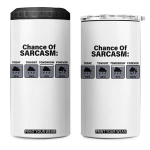 Funny Sarcastic 4 in 1 Can Cooler Tumbler Chance Of Sarcasm Forecast Weather TS10 One Size: 16 oz White Print Your Wear