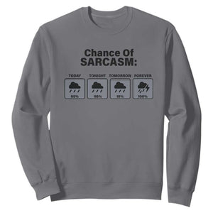 Funny Sarcastic Sweatshirt Chance Of Sarcasm Forecast Weather TS10 Charcoal Print Your Wear