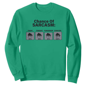 Funny Sarcastic Sweatshirt Chance Of Sarcasm Forecast Weather TS10 Irish Green Print Your Wear