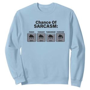 Funny Sarcastic Sweatshirt Chance Of Sarcasm Forecast Weather TS10 Light Blue Print Your Wear