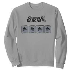 Funny Sarcastic Sweatshirt Chance Of Sarcasm Forecast Weather TS10 Sport Gray Print Your Wear