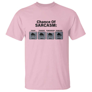 Funny Sarcastic T Shirt Chance Of Sarcasm Forecast Weather TS10 Light Pink Print Your Wear
