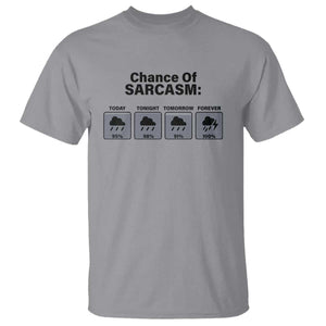 Funny Sarcastic T Shirt Chance Of Sarcasm Forecast Weather TS10 Sport Gray Print Your Wear
