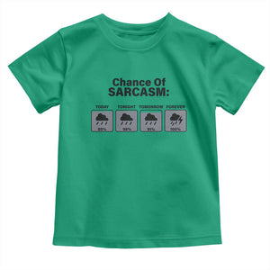 Funny Sarcastic Toddler T Shirt Chance Of Sarcasm Forecast Weather TS10 Irish Green Print Your Wear
