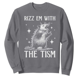 Funny Autism Opossum Sweatshirt Rizz Em With The Tism Meme Autistic ASD TS10 Charcoal Print Your Wear
