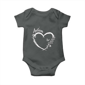 Autism Awareness Adaptation Baby Onesie Accept Adapt Advocate Love Heart TS10 Dark Heather Print Your Wear