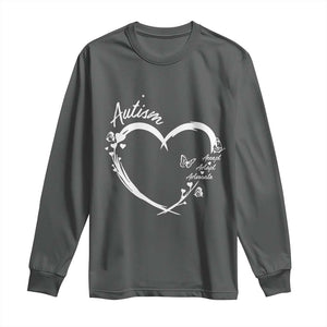 Autism Awareness Adaptation Long Sleeve Shirt Accept Adapt Advocate Love Heart TS10 Dark Heather Print Your Wear