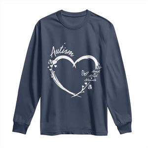 Autism Awareness Adaptation Long Sleeve Shirt Accept Adapt Advocate Love Heart TS10 Navy Print Your Wear