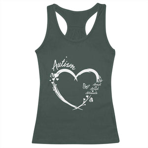 Autism Awareness Adaptation Racerback Tank Top Accept Adapt Advocate Love Heart TS10 Dark Forest Green Print Your Wear