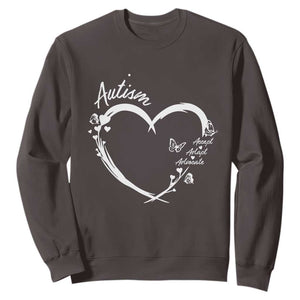 Autism Awareness Adaptation Sweatshirt Accept Adapt Advocate Love Heart TS10 Dark Chocolate Print Your Wear