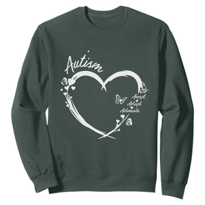 Autism Awareness Adaptation Sweatshirt Accept Adapt Advocate Love Heart TS10 Dark Forest Green Print Your Wear
