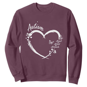 Autism Awareness Adaptation Sweatshirt Accept Adapt Advocate Love Heart TS10 Maroon Print Your Wear