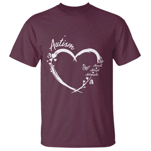 Autism Awareness Adaptation T Shirt Accept Adapt Advocate Love Heart TS10 Maroon Print Your Wear