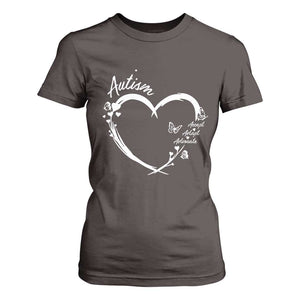 Autism Awareness Adaptation T Shirt For Women Accept Adapt Advocate Love Heart TS10 Dark Chocolate Print Your Wear