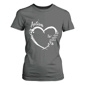 Autism Awareness Adaptation T Shirt For Women Accept Adapt Advocate Love Heart TS10 Dark Heather Print Your Wear