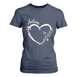 Autism Awareness Adaptation T Shirt For Women Accept Adapt Advocate Love Heart TS10 Navy Print Your Wear