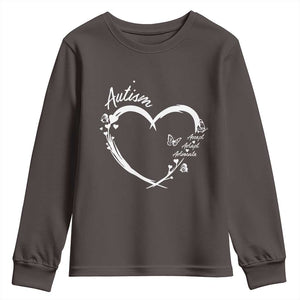 Autism Awareness Adaptation Youth Sweatshirt Accept Adapt Advocate Love Heart TS10 Dark Chocolate Print Your Wear