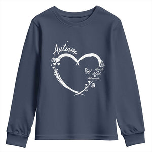 Autism Awareness Adaptation Youth Sweatshirt Accept Adapt Advocate Love Heart TS10 Navy Print Your Wear