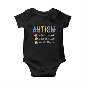 Blessed Autism Mama Baby Onesie Often Stressed A Bit of A Mess Totally Blessed TS10 Black Print Your Wear