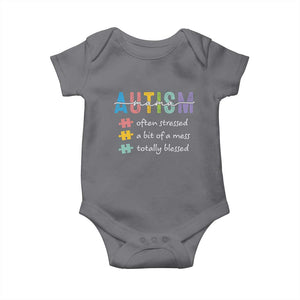 Blessed Autism Mama Baby Onesie Often Stressed A Bit of A Mess Totally Blessed TS10 Charcoal Print Your Wear