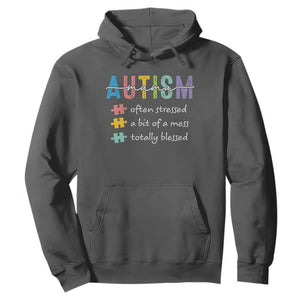 Blessed Autism Mama Hoodie Often Stressed A Bit of A Mess Totally Blessed TS10 Dark Heather Print Your Wear