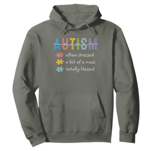 Blessed Autism Mama Hoodie Often Stressed A Bit of A Mess Totally Blessed TS10 Military Green Print Your Wear
