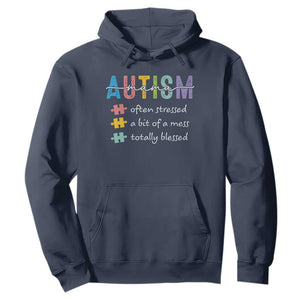 Blessed Autism Mama Hoodie Often Stressed A Bit of A Mess Totally Blessed TS10 Navy Print Your Wear