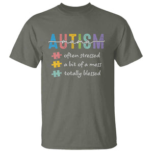 Blessed Autism Mama T Shirt Often Stressed A Bit of A Mess Totally Blessed TS10 Military Green Print Your Wear