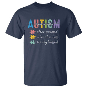 Blessed Autism Mama T Shirt Often Stressed A Bit of A Mess Totally Blessed TS10 Navy Print Your Wear