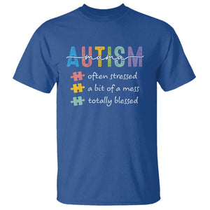 Blessed Autism Mama T Shirt Often Stressed A Bit of A Mess Totally Blessed TS10 Royal Blue Print Your Wear