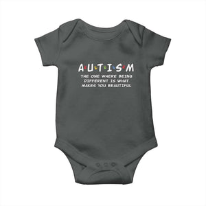 Friends Autism Baby Onesie The One Where Being Different is What Makes You Beautiful TS10 Dark Heather Print Your Wear