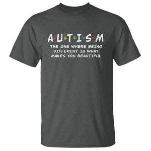 Friends Autism T Shirt The One Where Being Different is What Makes You Beautiful TS10 Dark Heather Print Your Wear