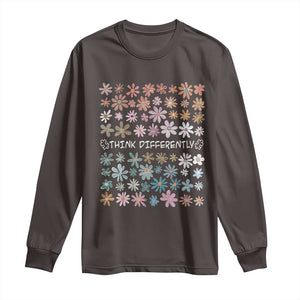 Autism Awareness Long Sleeve Shirt Think Differently Neurodiversity Sped Teacher TS10 Dark Chocolate Print Your Wear
