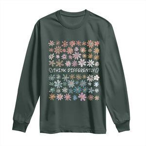 Autism Awareness Long Sleeve Shirt Think Differently Neurodiversity Sped Teacher TS10 Dark Forest Green Print Your Wear
