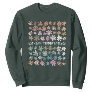 Autism Awareness Sweatshirt Think Differently Neurodiversity Sped Teacher TS10 Dark Forest Green Print Your Wear