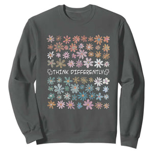 Autism Awareness Sweatshirt Think Differently Neurodiversity Sped Teacher TS10 Dark Heather Print Your Wear