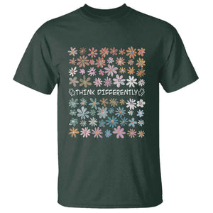 Autism Awareness T Shirt Think Differently Neurodiversity Sped Teacher TS10 Dark Forest Green Print Your Wear