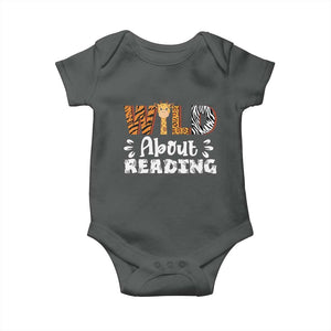 Wild About Reading Baby Onesie Cute Animal Print Reading Lover Kids Teachers TS10 Dark Heather Print Your Wear