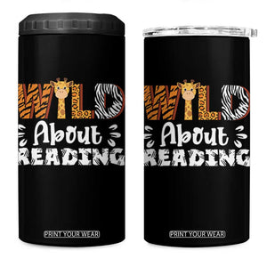 Wild About Reading 4 in 1 Can Cooler Tumbler Cute Animal Print Reading Lover Kids Teachers TS10 One Size: 16 oz Black Print Your Wear