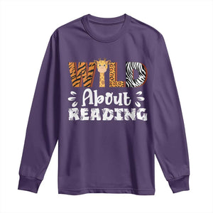 Wild About Reading Long Sleeve Shirt Cute Animal Print Reading Lover Kids Teachers TS10 Purple Print Your Wear