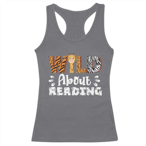 Wild About Reading Racerback Tank Top Cute Animal Print Reading Lover Kids Teachers TS10 Charcoal Print Your Wear