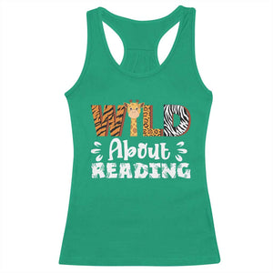 Wild About Reading Racerback Tank Top Cute Animal Print Reading Lover Kids Teachers TS10 Irish Green Print Your Wear