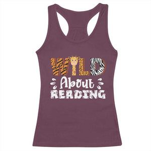 Wild About Reading Racerback Tank Top Cute Animal Print Reading Lover Kids Teachers TS10 Maroon Print Your Wear