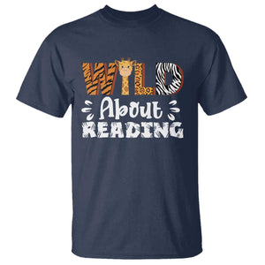 Wild About Reading T Shirt Cute Animal Print Reading Lover Kids Teachers TS10 Navy Print Your Wear